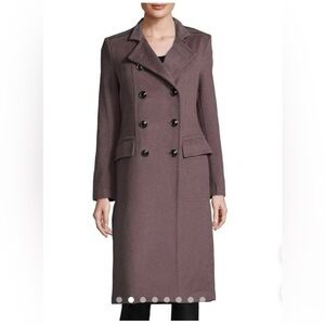 Badgley Mischka Women's Trinity Wool Blend Epaulette Double Breasted Coat Size L